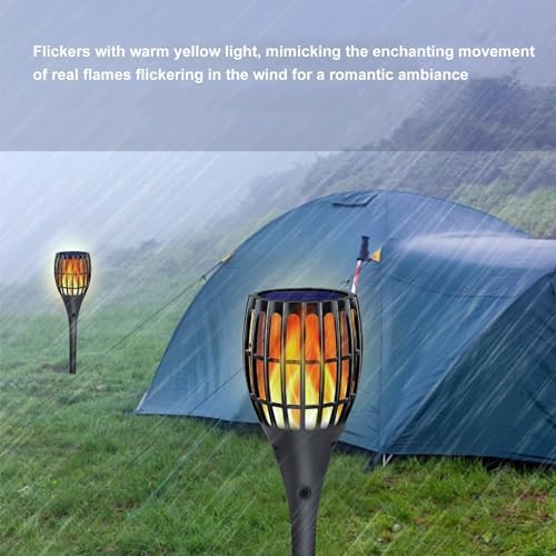 Solar Torch Light, Flickering Flame Waterproof Outdoor Landscape Decoration Environmentally Friendly Warm Yellow Lighting Easy to Install for Camping Out - Image 5
