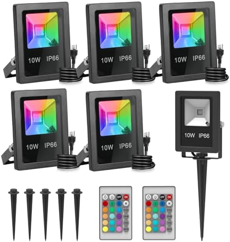 T-SUN 5 Pack 10W Christmas Led Mini Flood Light Outdoor with Color Changing by T-SUN