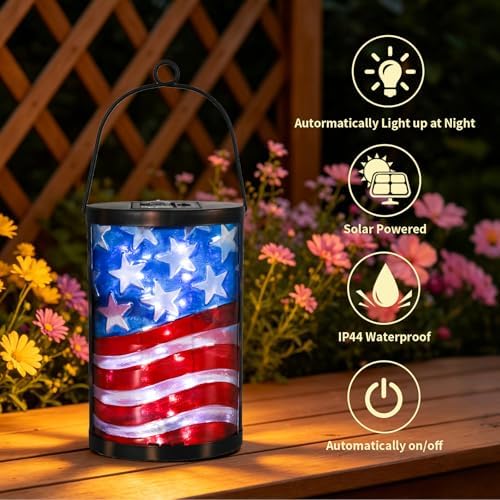 MUMTOP Flag Solar Lantern, Hanging Glass Outdoor Garden Light - Image 5