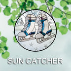 DASTOLL Stained Glass Window Hanging 4 Pcs Set White Winter Christmas Snow Scene 6.3" - Suncatcher Door Garden Sun Catcher Decor Birthday for Mom Woman Nana Men Friend Wife - Image 5