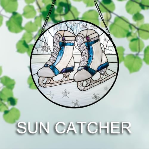 DASTOLL Stained Glass Window Hanging 4 Pcs Set White Winter Christmas Snow Scene 9.8" - Suncatcher Door Garden Sun Catcher Decor Birthday for Mom Woman Nana Men Friend Wife - Image 5