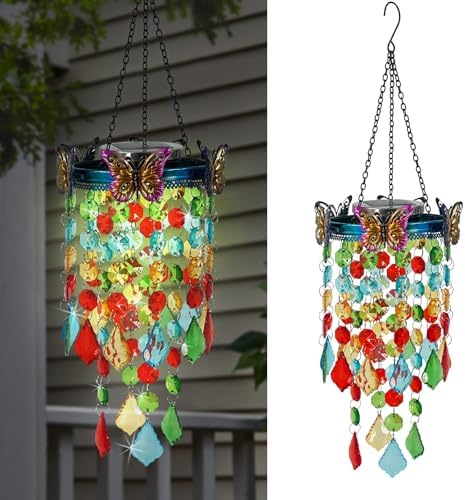 Hanging Solar Lantern Outdoor Chandelier,Butterfly Wind Chimes for Outside by HokfirmHomeDecorGarden