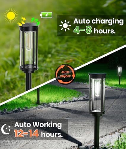 NEWMESSI Solar Walkway Lighting with Pattern, 8 Pack, Cool White, IP65 - Image 6