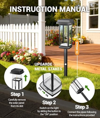 Solar Pathway Lights Outdoor, 8 Pack Upgraded Solar Garden Lights Solar Powered, Solar Lights Outdoor Waterproof IP65, 15 Hours Outdoor Solar Lights for Yard Patio Landscape Walkway Driveway Decor - Image 4