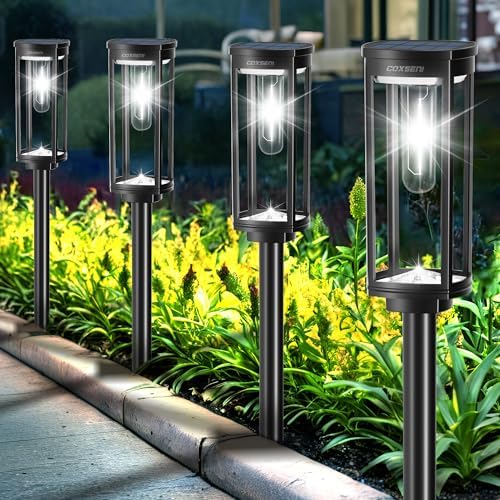 COXSENI Solar Pathway Lights Outdoor Waterproof Cool White, 6 Pack by COXSENI