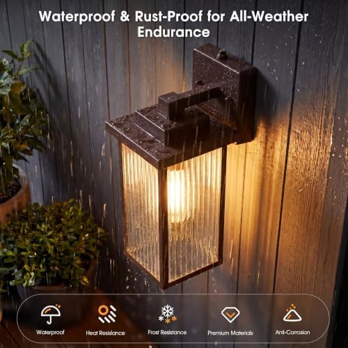 2-Pack 15-Inch Dusk to Dawn Outdoor Light, Oil-Rubbed Bronze Metal - Image 2
