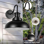 Dusk to Dawn Outdoor Barn Light Outdoor Wall Sconce Farmhouse Exterior Wall Mount Light Vintage Outside Wall Lighting Fixture Industrial Black White Lantern for Porch Garage Patio,1 Pack - Image 4
