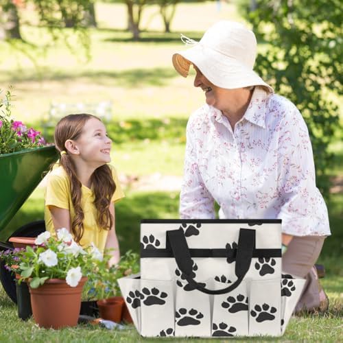 Dog Paws Garden Tool Bag Organizer Heavy Duty Cute Footprints Gardening Tote Bag with 10 Pockets for Women Men Gardening Gifts - Image 6
