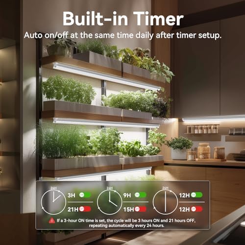 3FT Grow Lights for Indoor Plants,T8 5000K Full Spectrum Plant Light,192W(6 x 32W), LED Grow Light Strips with Timer, Aluminum Reflector, Linkable,Plant Growing Lamp Fixture for Greenhouse Indoor 6pcs - Image 5