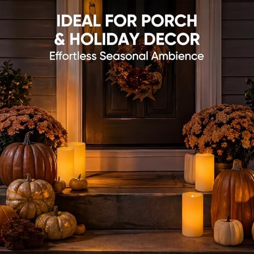 Homemory Outdoor Waterproof Flameless Candles with Auto Light Sensor, Flickering LED Pillar Candles, Dusk to Dawn Battery Operated Fake Candles Lanterns, Porch, Patio, Garden Decor, Set of 6 - Image 5