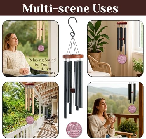 Personalized Mom Memorial Wind Chime – “Every Time You Listen to The Wind” Custom Names Tribute – Sympathy Gift for Loss of a Beloved Parent – Outdoor Remembrance Hanging Windchime for Loving Memory - Image 7