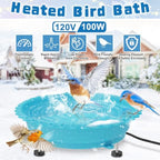 Heated Bird Baths for Outdoors,100W Winter Heated Birdbath,Blue - Image 4