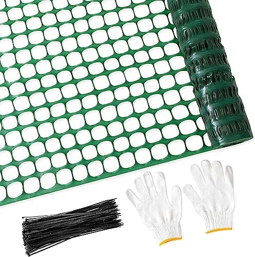 PotatoLife 4'x100' Plastic Mesh Fence for Garden with 100 Zip Ties, Green by PotatoLife