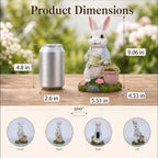 Solar Rabbit Garden Statue with Watering Can and Succulent Lights - Image 3