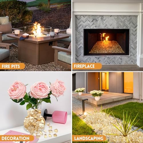 GasSaf 1/2 Inch Gold Fire Glass Reflective Tempered Fireglass, 10 lb - Image 3