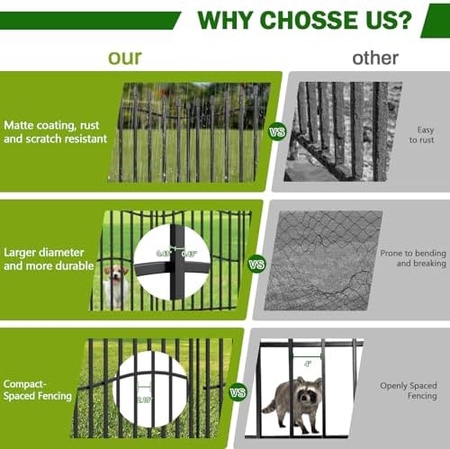 No Dig Garden Fence 40" H x 22.5'L with Gate Decorative Yard Dog Panels - Image 3