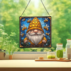 Bee Keeper Gnome Stained Glass Suncatcher – Square Hanging Window Panel for Home or Greenhouse – Whimsical Glass Art Gift for Garden Lovers, Christmas, Halloween, Father Days jHIJ7k - Image 2