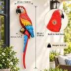 Hanging Scarlet Macaw Garden Statue, Hand Painted Resin Bird Decor - Image 3