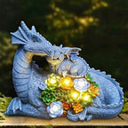 Solar Dragon Garden Statues Outdoor Decor, Resin Dragon Figurine with Succulent and 6 LED Lights Lawn Patio Balcony Art Decoration,Housewarming Birthday Gifts for Grandma Mom Women - Image 3