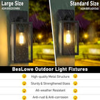 BesLowe 15’’ Large Outdoor Wall Lights, Modern Black Exterior Wall Lanterns - Image 4