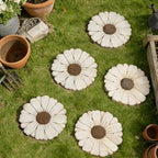Landoraloria Cement Flower Stepping Stone 10” Daisy Garden Path Stone for Yard & Walkway Handcrafted Non-Slip Outdoor Patio Decor Weather-Resistant Cement Stone (White) - Image 5