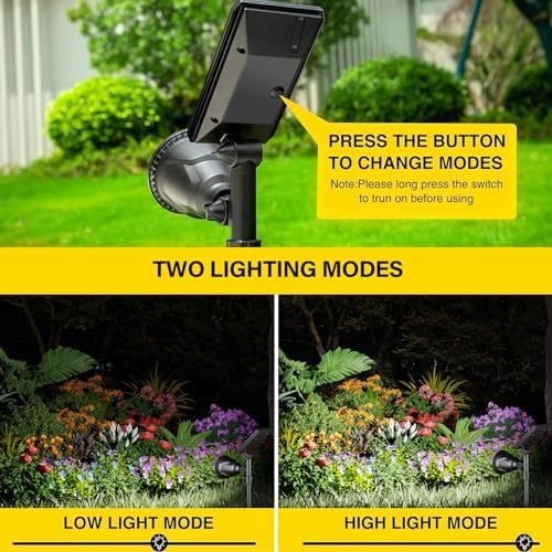 ROSHWEY Solar Outdoor Lights, Waterproof Solar Yard Lights 600LM Spot Light Outdoor for Tree Pathway Walkway Driveway Patio (Cool White, 4Pack) - Image 6