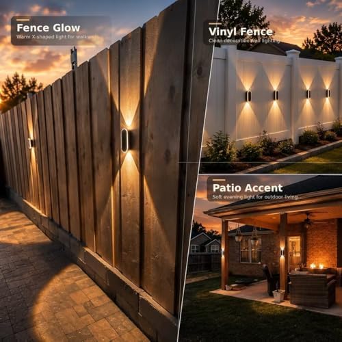 Herzila 6 Pack Solar Fence Lights Outdoor, RGBW Solar Wall Lights Waterproof Top and Bottom Lighting Solar Powered for Garden/Pool Cage/Patio/Wall (2 Installation Modes) - Image 3