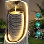 40" Outdoor Water Fountain with Birdfeeder and Innovative LED Strip - Image 6