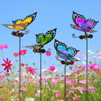 Butterfly Garden Stakes,Kit Made of Glass and Metal by Voumsil
