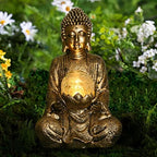 Nacome Meditating Zen Buddha Statue with Solar Light, Gold, 10.5 inch by Nacome