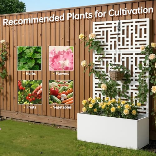 VINGLI 71"H Metal Raised Garden Bed with Trellis, Outdoor Planter Box for Climbing Vegetables, Fruits and Flowers, Privacy Screen, for Backyard, Patio, Balcony (White) - Image 5