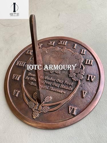 Brass Thoreau Sundial with Owl Face-Decorative Garden Timepiece-Garden Sundial-Solid Brass Verdigris Highlight Finish Perefct for Gifting - Image 4