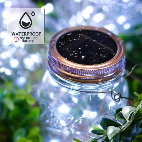 30 LED 12 Packs Solar Lights for Mason Jars（No Jar） Lids String Fairy Lights Solar Lantern Hanging Lights for Patio Yard Garden Wedding Decor Cool White - Image 3