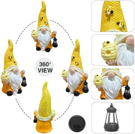 Gnomes Outdoor Garden Statue 22.4'' Tall, Solar Powered with Lantern Light - Image 6