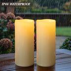 5" x 14" Large Waterproof Outdoor Flameless Candles Battery Operated LED Flickering Pillar Candles with Remote and Timer for Indoor Outdoor Lanterns, Off White, Long Lasting, Set of 2 - Image 6