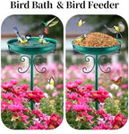 Daoeny 35In Metal Bird Bath for Outside, Vintage Freestanding Birdbaths & Birdfeeder, Bird Baths Feeder Bowl for Outdoors Garden Patio Yard Lawn Decor, Upgraded 5-Pronged Base (Green) - Image 4