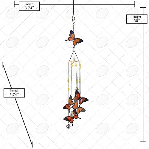 Red Carpet Studios Windchimes Butterfly Spiral Mobile Wind Chime, 30" Long, Monarch Orange - Image 4