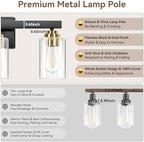 19" Black & Gold Modern Vanity Lights Over Mirror with Clear Glass Shades - Image 5