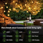 Lakumu 100FT G40 Solar String Lights Outdoor, Globe Outdoor String Lights - Image 6