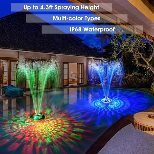 Upgraded Pool Fountain with Remote,2026 Floating Pool Fountain with Lights,Above Ground Pool Water Fountains Pump with Anchor,Swimming Pool Fountains for Inground Pool-1PC (Orange) - Image 2