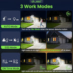 ALUSSO Motion Sensor Outdoor Lights, 30W 3500LM Flood Lights Outdoor 120V, 3 Modes (Dusk to Dawn/Auto/On Time), 3CCT 3000K/4000K/6500K Waterproof Hardwired Security Light ETL Listed for Porch, 2PCS - Image 5