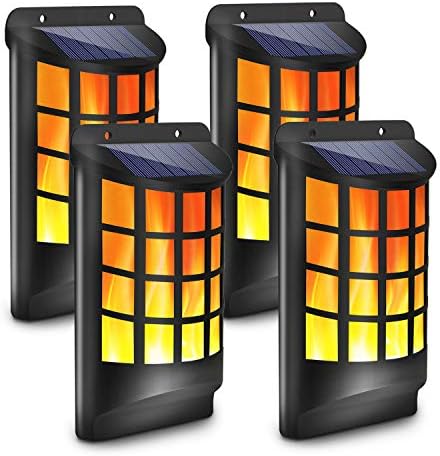 Aityvert Solar Flame Lights Outdoor, Waterproof Flickering Flame Solar Lights Dark Sensor Auto On/Off 66 LED Solar Powered Wall Mounted Night Lights Lattice Design for Patio Deck Driveway by Aityvert