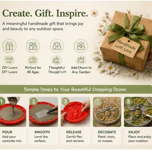 Reusable Sunflower Stepping Stone Mold, Large 15.7inch Cement Mould - Image 5