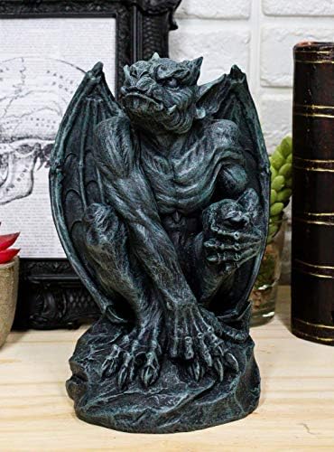 Ebros Kong Giant Primate Winged Gorilla Gargoyle Crouching On Rock Statue Medieval Renaissance Gothic Decorative Figurine 6.5" Tall Gargoyles Notre Dame Stoic Creatures Stone Devils Macabre Decor - Image 2
