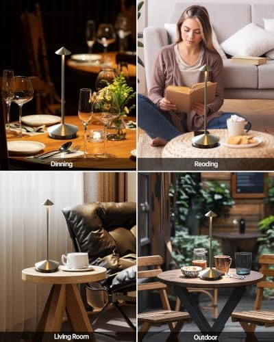 Portable Led Cordless Lamp Table Light 2 Pack, Rechargeable 6000mAh Battery Outdoor Table Lamp for Dinning Restaurant Patio Bedroom Camping, IP54 Waterproof, Dimmable - Image 2