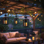 Lanterns Decorative Indoor, 2 Pack Black Decorative Flameless Candle Lanterns with Timer, Vintage 14" Waterproof Hanging Outdoor Lanterns, Battery Operated for Porch, Patio, Wedding Decor - Image 6