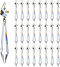 24Pcs 76mm Clear Crystal Chandelier Icicle Prisms with Octagon Beads,Crystals Lighting Lamp Replacement Parts,Crystal Decors for Christmas Wedding (Clear Color with Gold Pin, 76mm(3.0inches)) by KINGSCRYSTAL