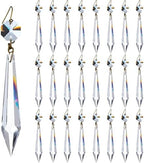 24Pcs 76mm Clear Crystal Chandelier Icicle Prisms with Octagon Beads,Crystals Lighting Lamp Replacement Parts,Crystal Decors for Christmas Wedding (Clear Color with Gold Pin, 76mm(3.0inches)) by KINGSCRYSTAL