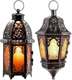 NEEDOMO Moroccan Table & Hanging Lanterns, Amber Metal Lanterns Decorative Indoor/Outdoor, Table, Patio, Porch, Shelf, Gothic Home Decor by NEEDOMO-LightUpYourSpace