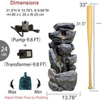 Bumilgar Water Features Outdoor Patio 6-Tier Cascading Rock Water Fountain 31.5''Water Fall Fountain Outside Resin Fountain with Light Mossy Rock Floor Garden Fountain Indoor for Relaxation Home Decor - Image 5